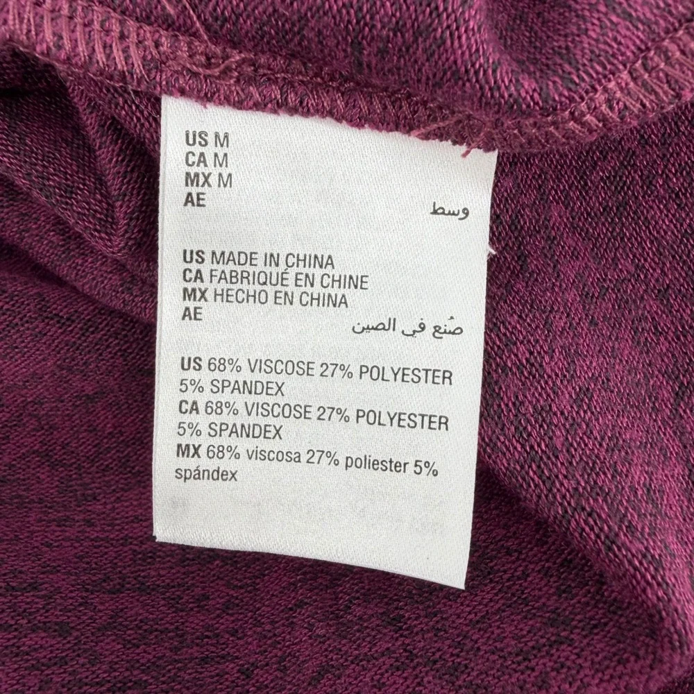 Style & co Womens M Purple Pullover Cowl Neck Ribbed Sleeve Kangaroo‎ Pocket Top